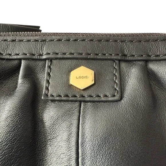 Lodis Black Leather Crossbody Bag Adjustable Strap Interior Staining AS IS - Picture 9 of 14